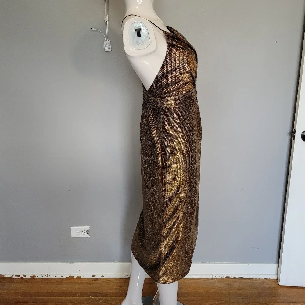 Urban Outfitters Ecote Solid Gold Metallic Tulle Mini Dress, VGUC, Size 2 - Picture 4 of 7